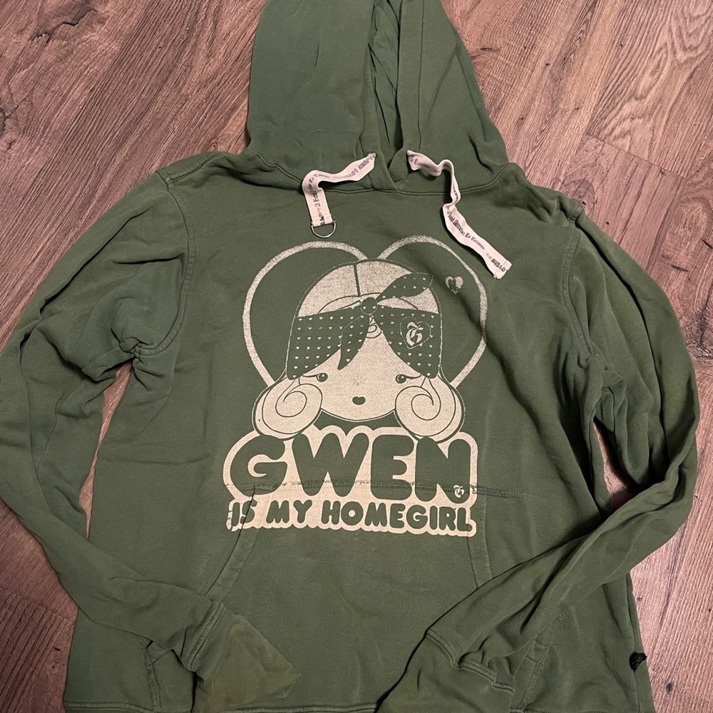 Harajuku Lovers by Gwen Stefani. Olive green hoodie